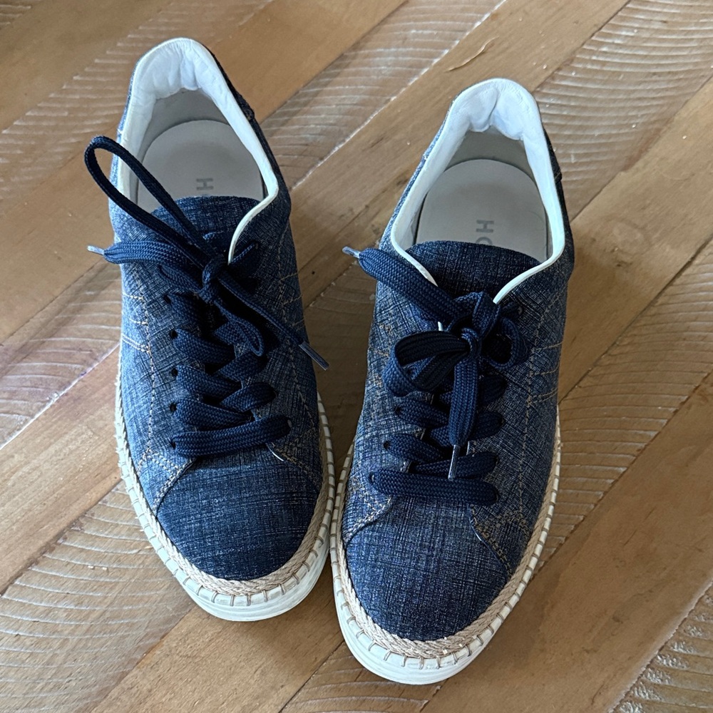 Hogan Navy Denim Lace-Up Sneakers
